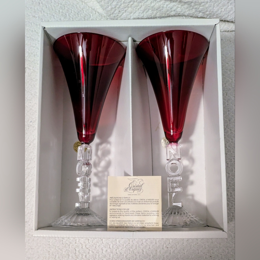 Glasses Cristal D Arques Elegant Red Crystal Glass Set Of Two Genuine Lead Cryst